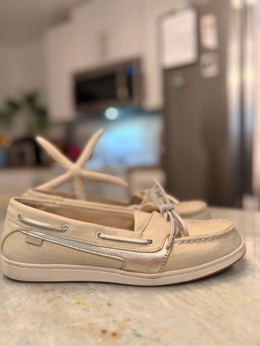 Sperry Canvas Boat Shoes in Light Ivory